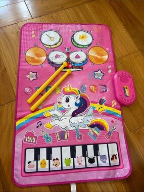 Pink Unicorn Musical Learning Mat with Drum and Piano LIKE NEW